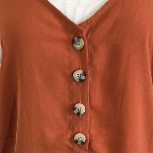 Paper Crane Orange Tank Top Button Down Medium - Picture 3 of 7
